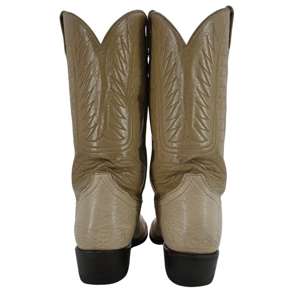 Tony Lama Exotic Ostrich Men Size 9.5D  Cream Beige Leather Cowboy Western Boots - Picture 9 of 16